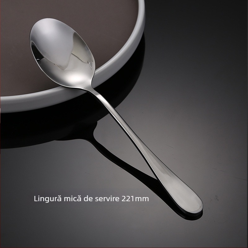 Set cuțit, furculiță și lingură din oțel inoxidabil – design monocrom, stil modern și simplu, specifikații 888