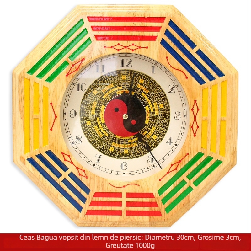 Ceas de perete din lemn, cu motivul celor patru anotimpuri, design tradițional popular, 600 g, Xuanyi