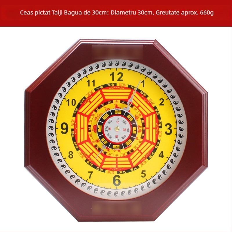 Ceas de perete din lemn, cu motivul celor patru anotimpuri, design tradițional popular, 600 g, Xuanyi