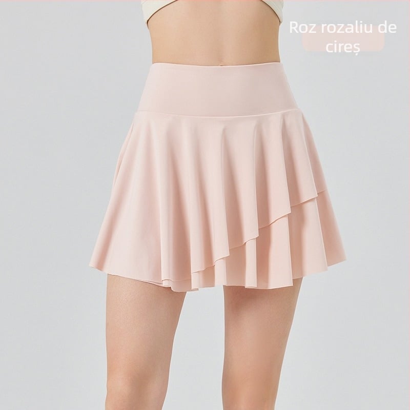 Fustă sport scurtă - talie înaltă; uscare rapidă; țesătură warp-knitted cu senzație de frig; 75% nylon / 25% spandex