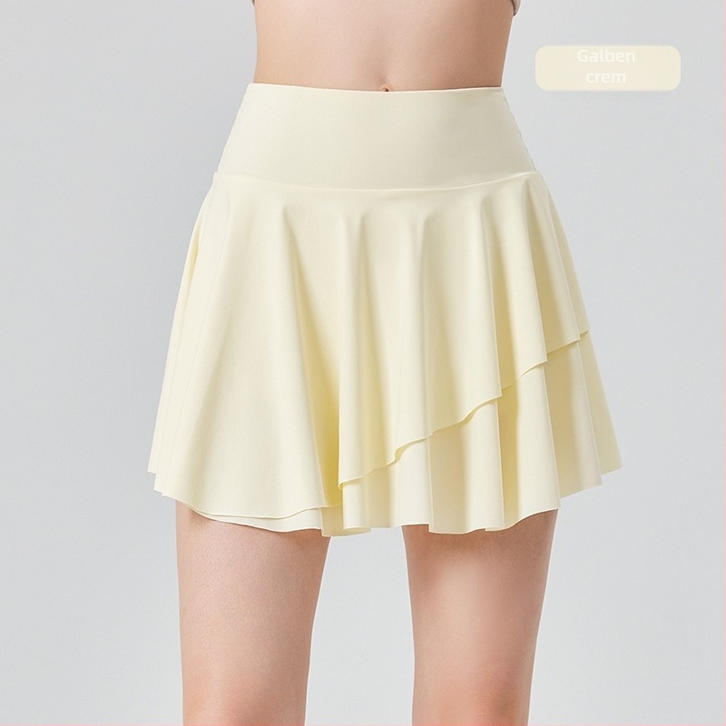 Fustă sport scurtă - talie înaltă; uscare rapidă; țesătură warp-knitted cu senzație de frig; 75% nylon / 25% spandex