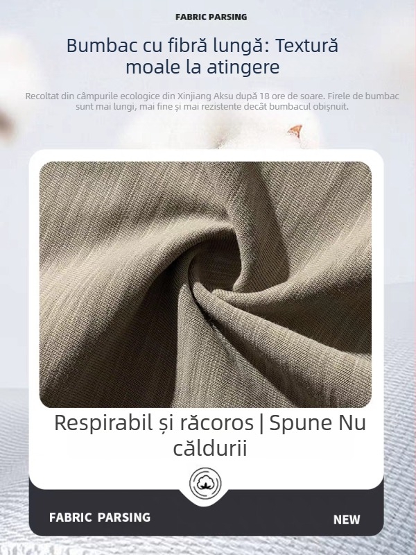 Tricou din bumbac slub, croială lejeră, mâneci scurte, guler rotund, 100% bumbac