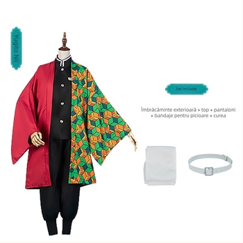 Costum cosplay Demon Slayer Haori cu mâneci bufante; poliester 50–70%; stil japonez; pentru roluri în jocuri anime; Dreamland; toamnă 2025