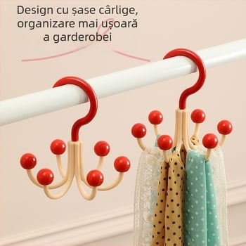 Cuier multifuncțional cu șase cârlige pentru genți și haine – oțel cu mangan înalt, mai multe rânduri de cârlige, capacitate 1-3 kg