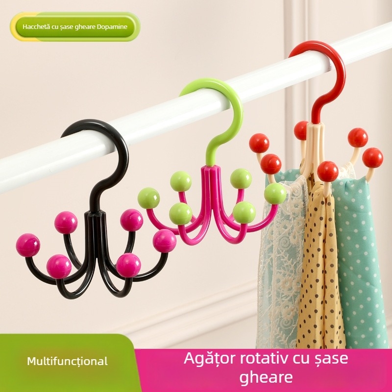 Cuier multifuncțional cu șase cârlige pentru genți și haine – oțel cu mangan înalt, mai multe rânduri de cârlige, capacitate 1-3 kg