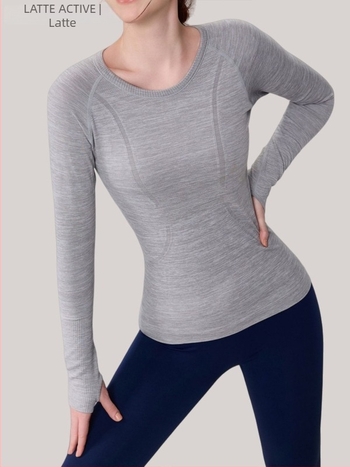 Tricou de yoga cu mânecă lungă, respirabil din nailon-elastan, croială strânsă, lungime la șolduri