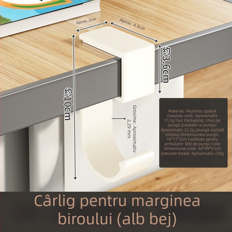 Cuier de birou Guangkai – aluminiu Space, cârlig unic, stil modern minimalist, 1 bucată, lansare 2025