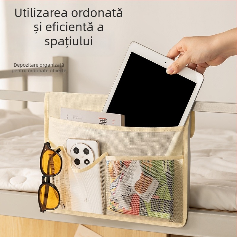 Organizator textil suspendat, formă cubică, material nețesut, respirabil, pentru uz interior în cămin, stil modern minimalist.