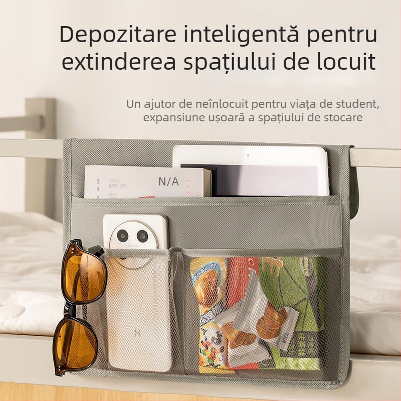 Organizator textil suspendat, formă cubică, material nețesut, respirabil, pentru uz interior în cămin, stil modern minimalist.
