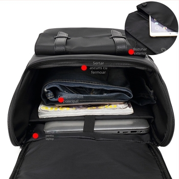 Rucsac din nylon, capacitate 20–35 L, curele cu pernă de aer, compatibil cu laptop de 15 inchi, pentru călătorii