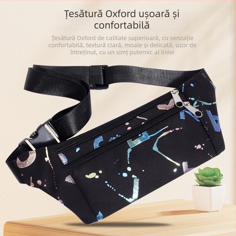 Geantă pentru telefon, stil urban simplu, material Oxford, fermoar, compartiment intern pentru telefon, buzunar interior