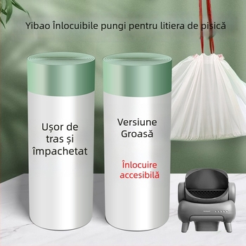 Sacoșă de gunoi pentru cutia de nisip inteligentă a pisicii – PE îngroșat, închidere cu șnur, pentru animale de companie și cutii inteligente