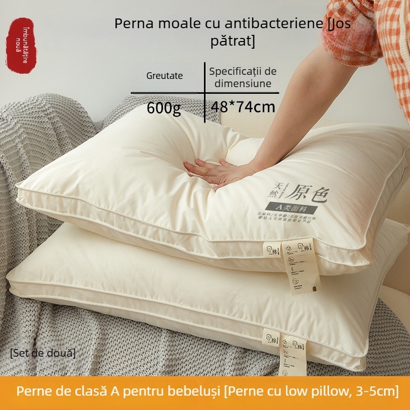 Nucleu de pernă dreptunghiular din fibre de poliester pentru adulți, susținere cervicală, ajutor pentru somn, țesătură 100% poliester, umplutură poliester