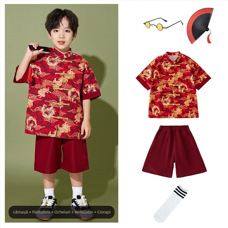 Costum de spectacol pentru copii, stil chinezesc, 100% poliester, pentru toate sezoanele, pentru copii peste 8 ani.