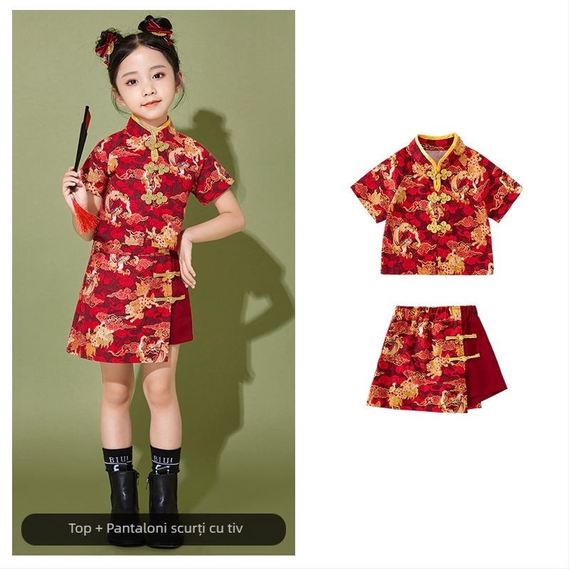 Costum de spectacol pentru copii, stil chinezesc, 100% poliester, pentru toate sezoanele, pentru copii peste 8 ani.