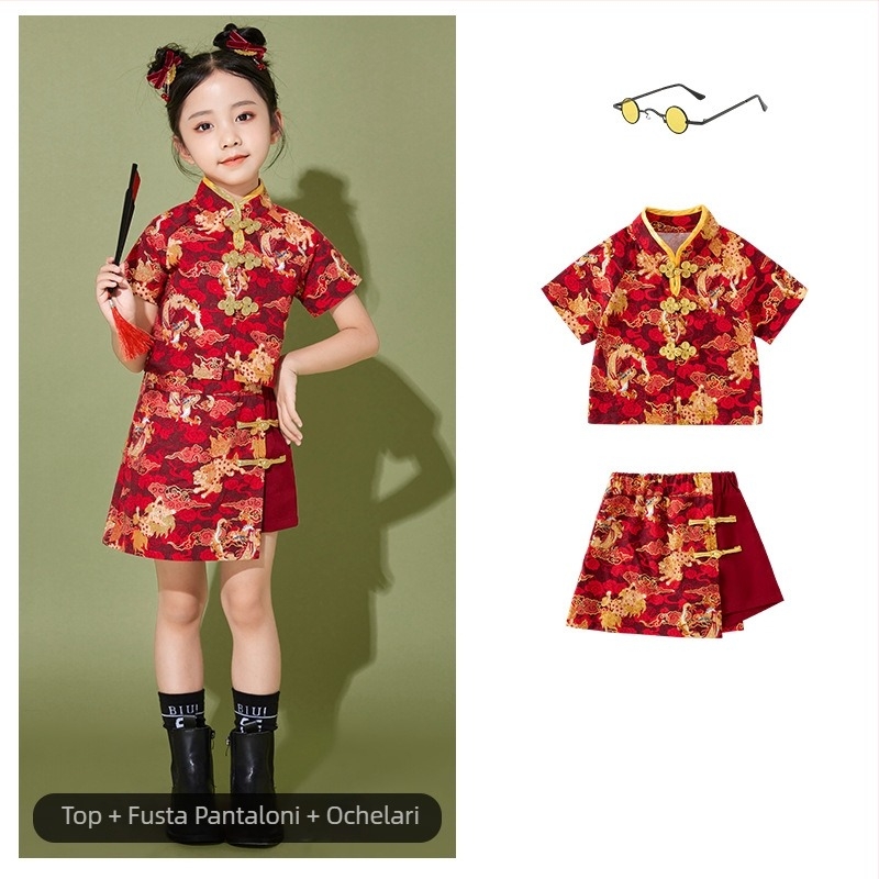 Costum de spectacol pentru copii, stil chinezesc, 100% poliester, pentru toate sezoanele, pentru copii peste 8 ani.