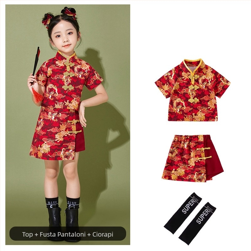 Costum de spectacol pentru copii, stil chinezesc, 100% poliester, pentru toate sezoanele, pentru copii peste 8 ani.