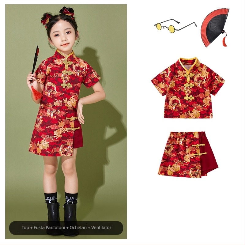 Costum de spectacol pentru copii, stil chinezesc, 100% poliester, pentru toate sezoanele, pentru copii peste 8 ani.