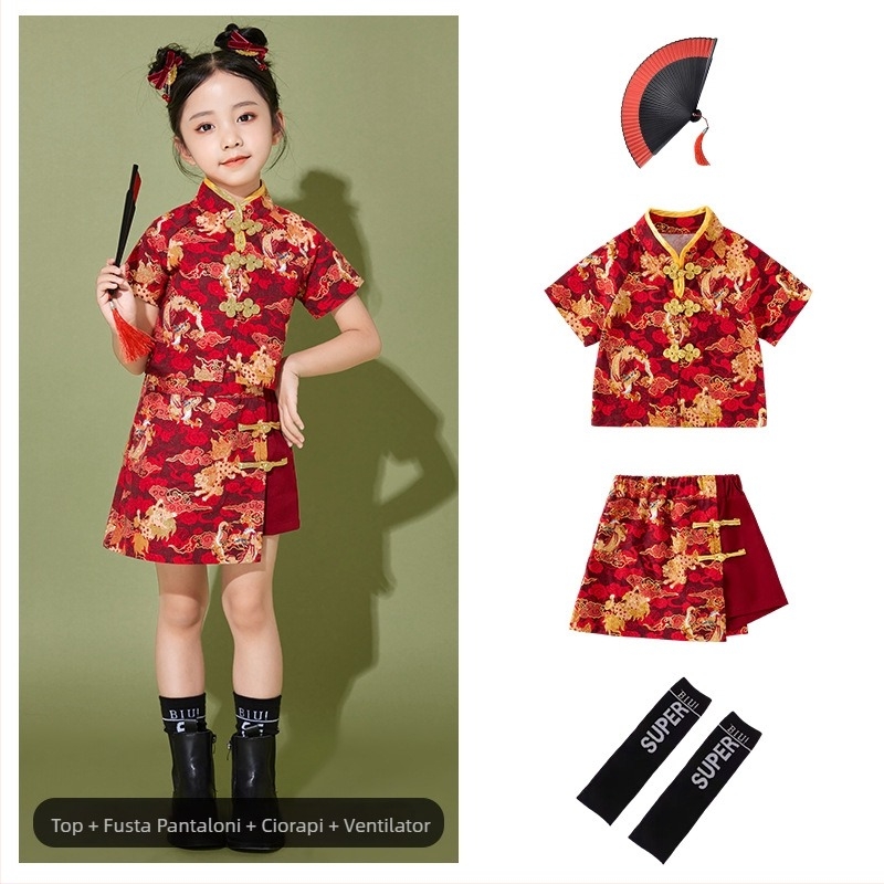 Costum de spectacol pentru copii, stil chinezesc, 100% poliester, pentru toate sezoanele, pentru copii peste 8 ani.