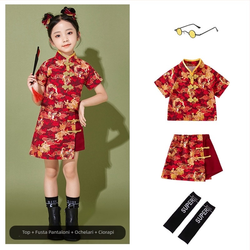 Costum de spectacol pentru copii, stil chinezesc, 100% poliester, pentru toate sezoanele, pentru copii peste 8 ani.