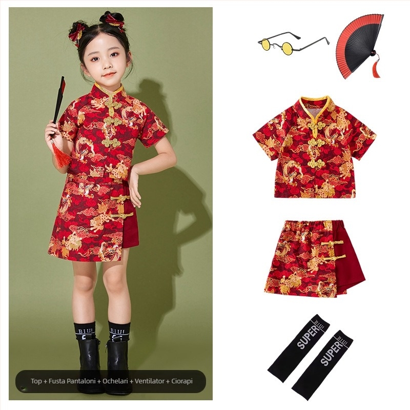 Costum de spectacol pentru copii, stil chinezesc, 100% poliester, pentru toate sezoanele, pentru copii peste 8 ani.