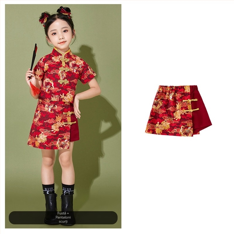Costum de spectacol pentru copii, stil chinezesc, 100% poliester, pentru toate sezoanele, pentru copii peste 8 ani.