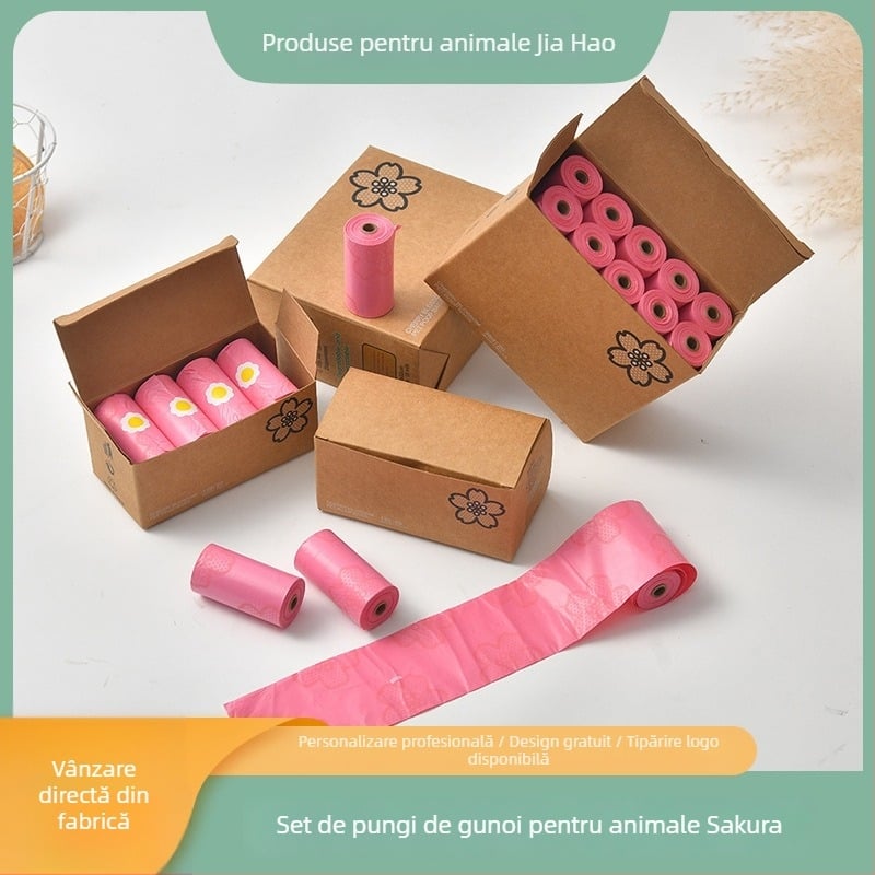 Saci de gunoi pentru animale de companie, tip rulou continuu, 10 role, plastic, grosime normală