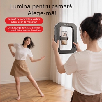 Lumină circulară mică pentru telefon, lampă foto portabilă cu reglaj în mai multe niveluri, 10–50W, 220V