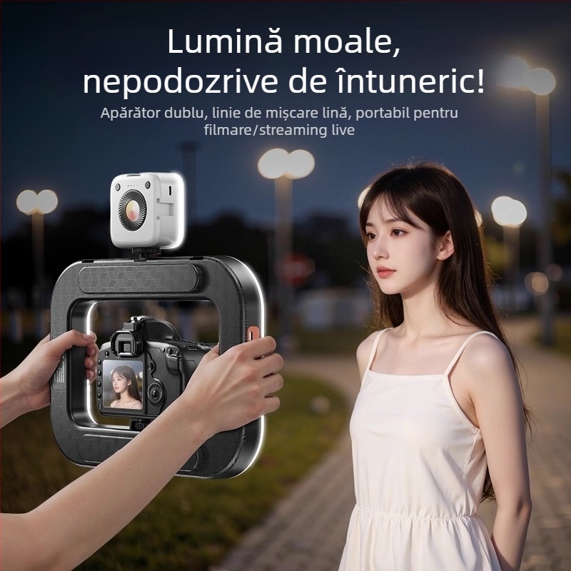 Lumină circulară mică pentru telefon, lampă foto portabilă cu reglaj în mai multe niveluri, 10–50W, 220V