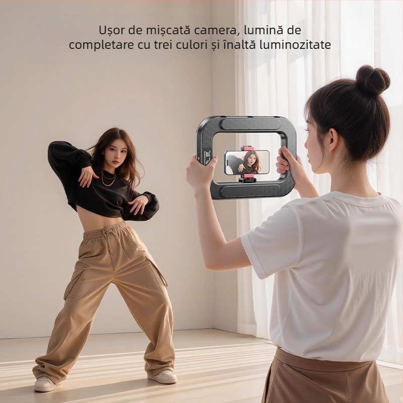 Lumină circulară mică pentru telefon, lampă foto portabilă cu reglaj în mai multe niveluri, 10–50W, 220V