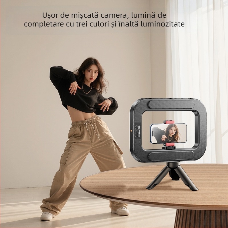 Lumină circulară mică pentru telefon, lampă foto portabilă cu reglaj în mai multe niveluri, 10–50W, 220V