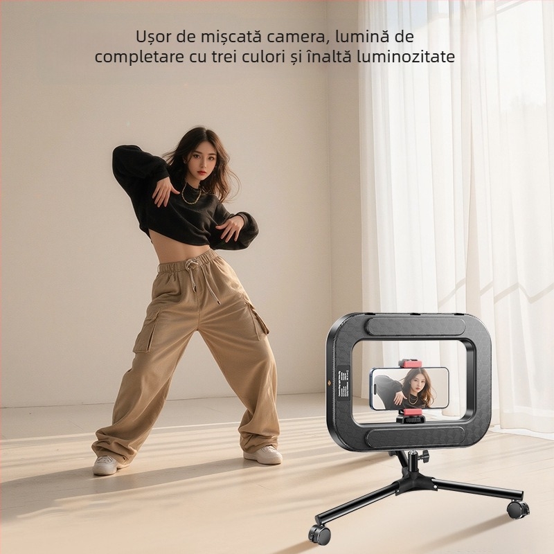 Lumină circulară mică pentru telefon, lampă foto portabilă cu reglaj în mai multe niveluri, 10–50W, 220V