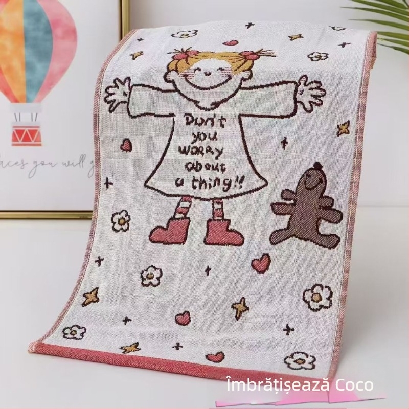 Prosop copii din bumbac 100%, patru straturi, seria desene animate, 50 g, țesătură Jacquard, imprimare logo disponibil