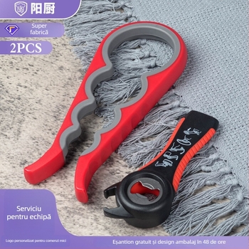 Set de două piese, deschizător de sticle multifuncțional, cu logo imprimat, pentru bucătărie