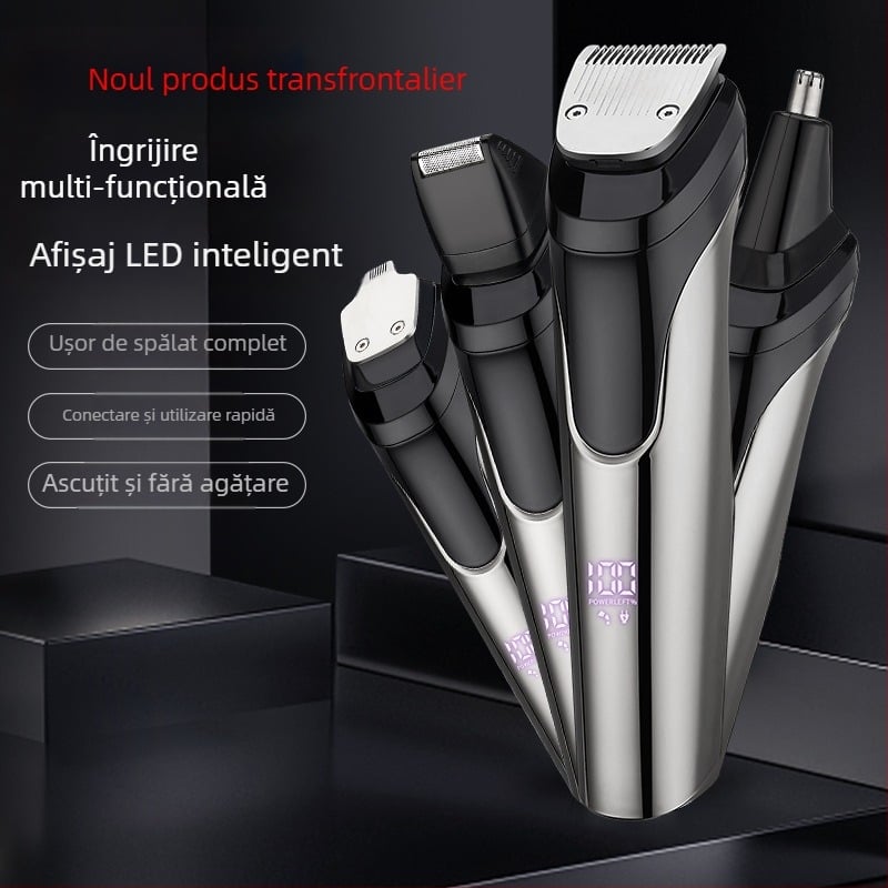 Mașină de tuns păr electrică 5 în 1 pentru bărbați, tăierea părului din nas, lame din oțel inoxidabil, baterie încorporată reîncărcabilă, complet lavabil