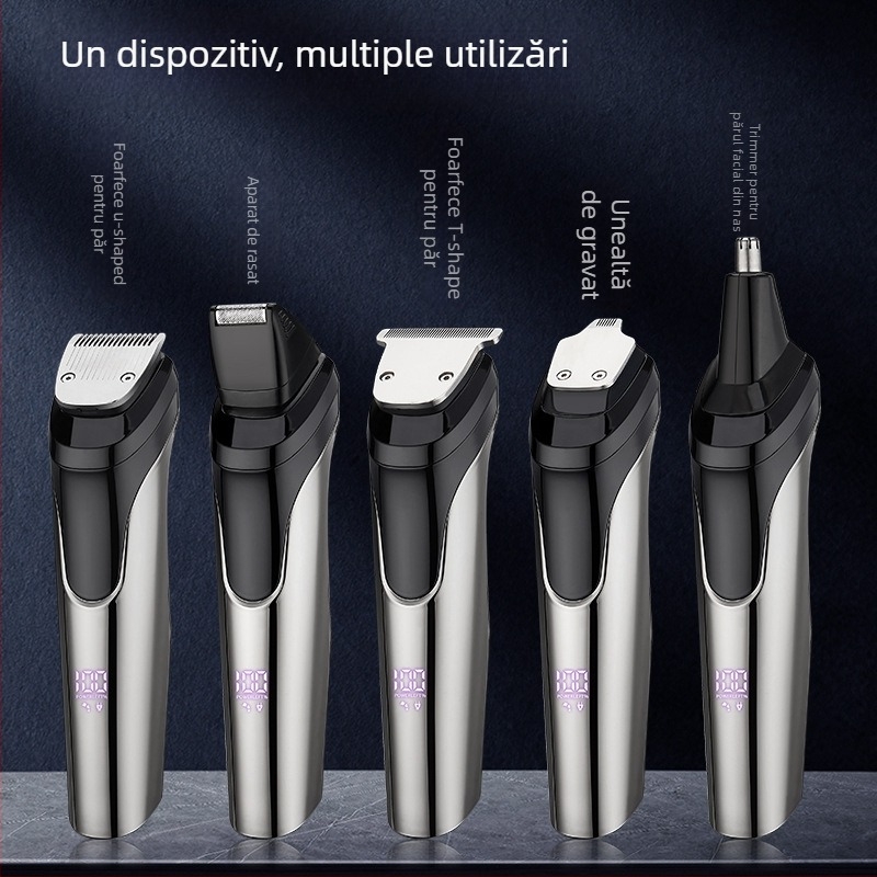 Mașină de tuns păr electrică 5 în 1 pentru bărbați, tăierea părului din nas, lame din oțel inoxidabil, baterie încorporată reîncărcabilă, complet lavabil