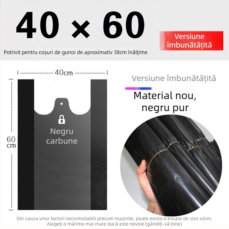 Saci de gunoi groși, cu mâneri, stil vestă, de unică folosință, pentru uz casnic în bucătărie