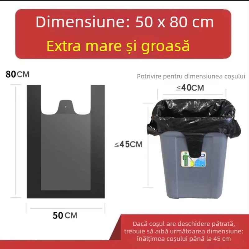 Saci de gunoi groși, cu mâneri, stil vestă, de unică folosință, pentru uz casnic în bucătărie
