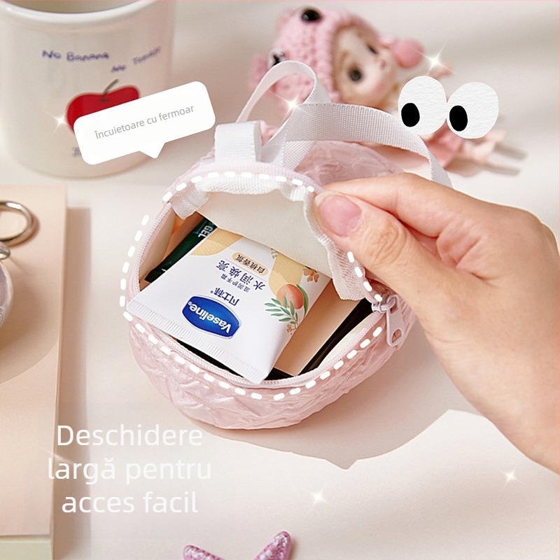 Mini geantă din material textil în formă de cub și portofel pentru monede, multifuncțională, depozitare pentru machiaj și birou, lansare vara 2025