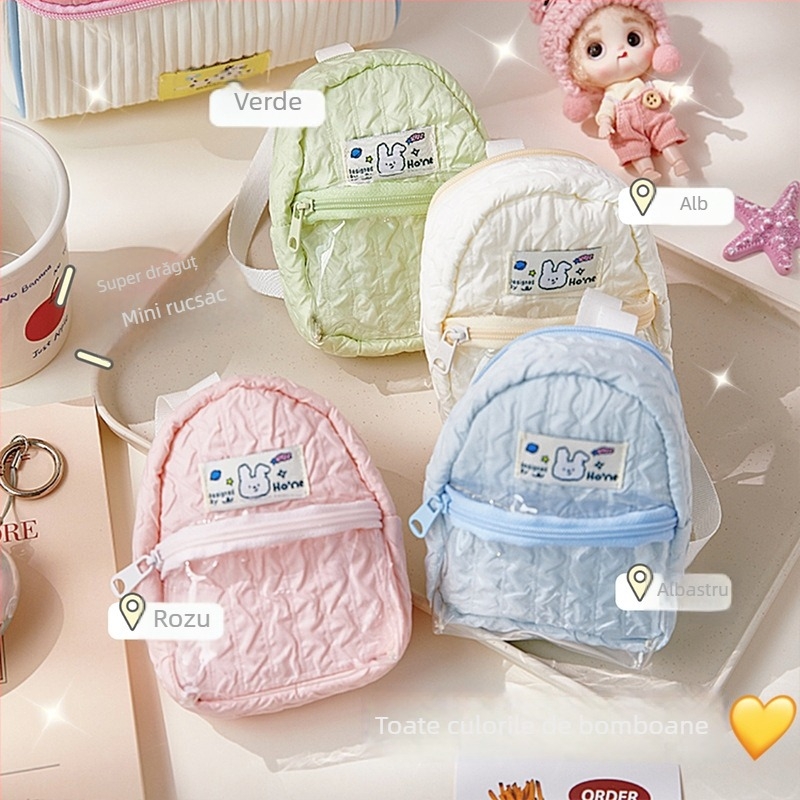 Mini geantă din material textil în formă de cub și portofel pentru monede, multifuncțională, depozitare pentru machiaj și birou, lansare vara 2025