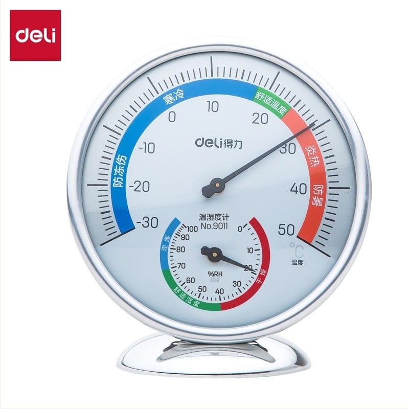 Termometru de cameră pentru interior și exterior – măsoară temperatura și umiditatea; poate fi așezat pe birou sau montat pe perete