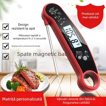 Fan Shengda termometru de hrană pliabil – pentru bucătărie, cuptor și BBQ, rezoluție 0,1°C