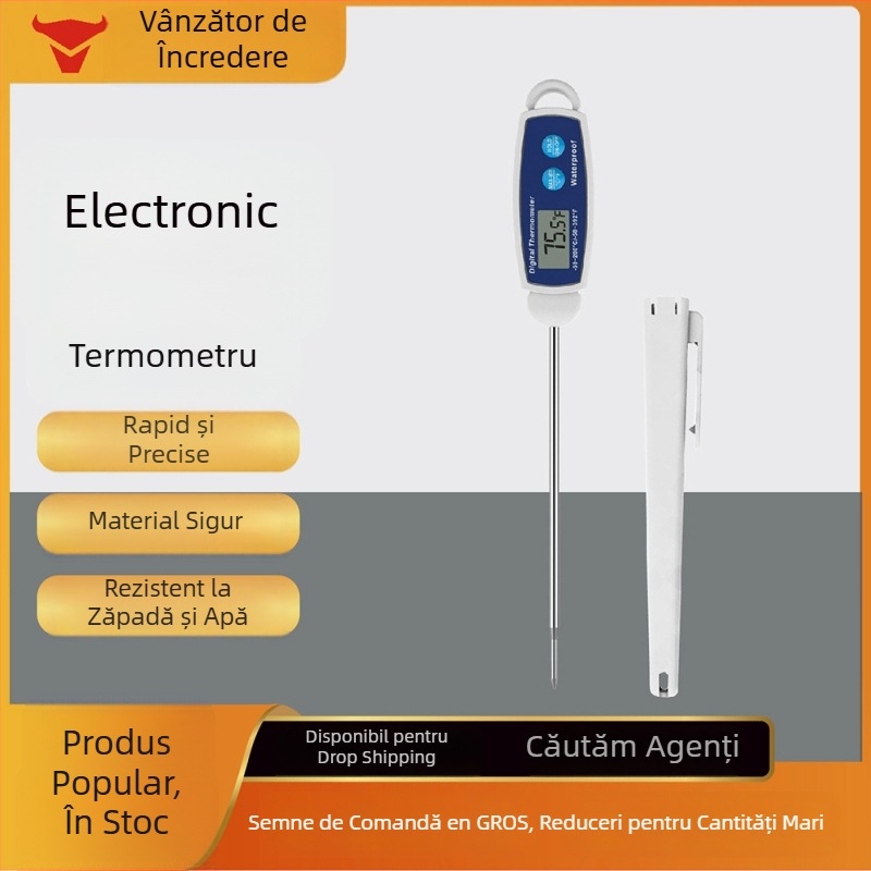 Termometru alimentar Kt/kitai pentru uz casnic, impermeabil, pentru bucătărie și grătar, rezoluție 0.1°C