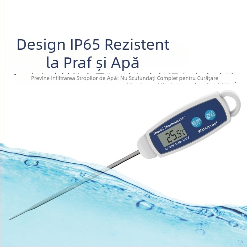 Termometru alimentar Kt/kitai pentru uz casnic, impermeabil, pentru bucătărie și grătar, rezoluție 0.1°C