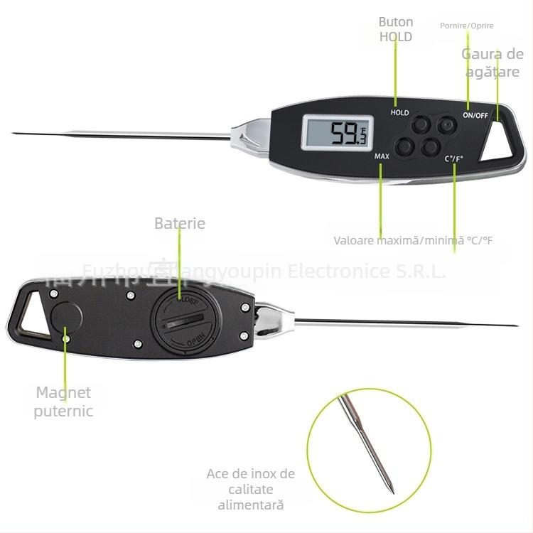Termometru de alimente – Yishang Superior Products; rezoluție de temperatură ±0,1 °C; procesare personalizabilă; ambalaj 100 buc