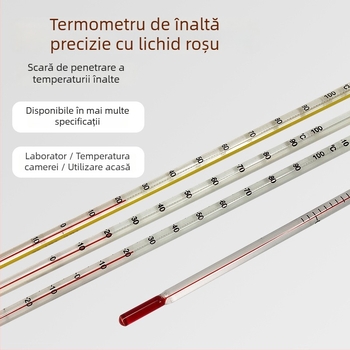 Termometru de apă pentru laborator cu tijă de sticlă, rezoluție de 1°C, pachet 500 buc., procesare personalizată