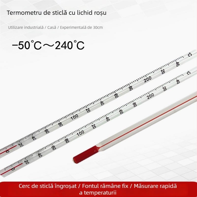 Termometru de apă pentru laborator cu tijă de sticlă, rezoluție de 1°C, pachet 500 buc., procesare personalizată