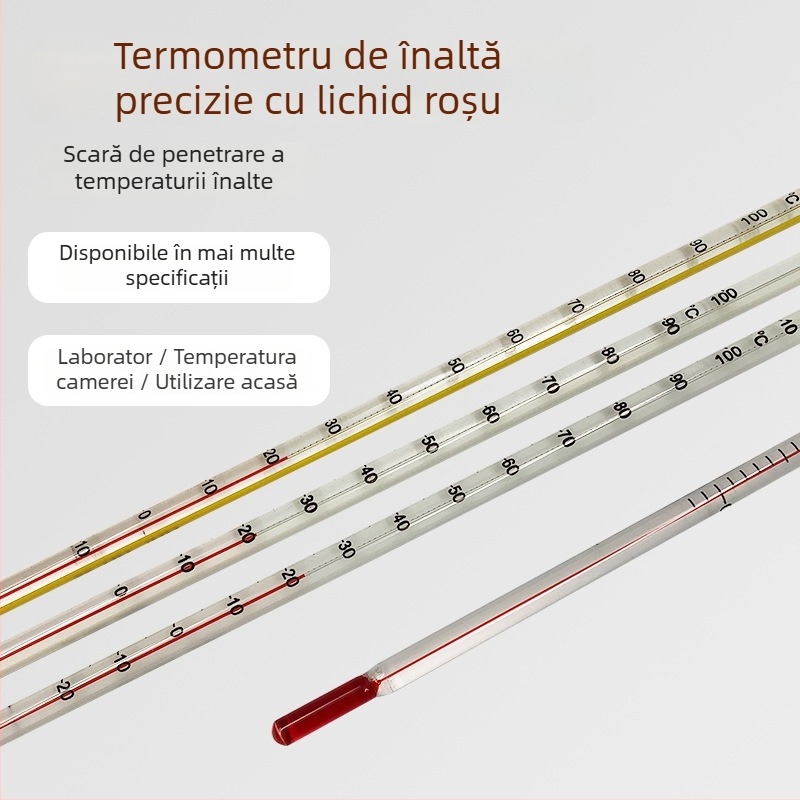 Termometru de apă pentru laborator cu tijă de sticlă, rezoluție de 1°C, pachet 500 buc., procesare personalizată