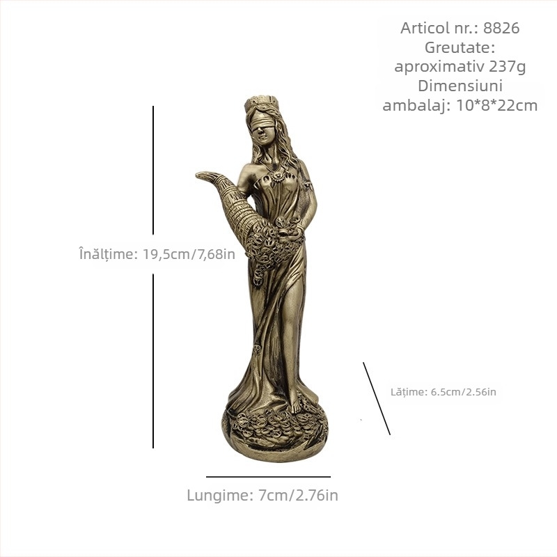 Statuie decorativă – Zeița greacă a bogăției, din rășină, obiect de artă pentru birou