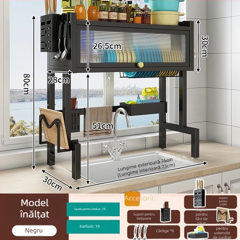 Raft de depozitare pentru chiuveta bucătărie, din aliaj de fier, personalizabil cu logo tipărit, lansat în 2024